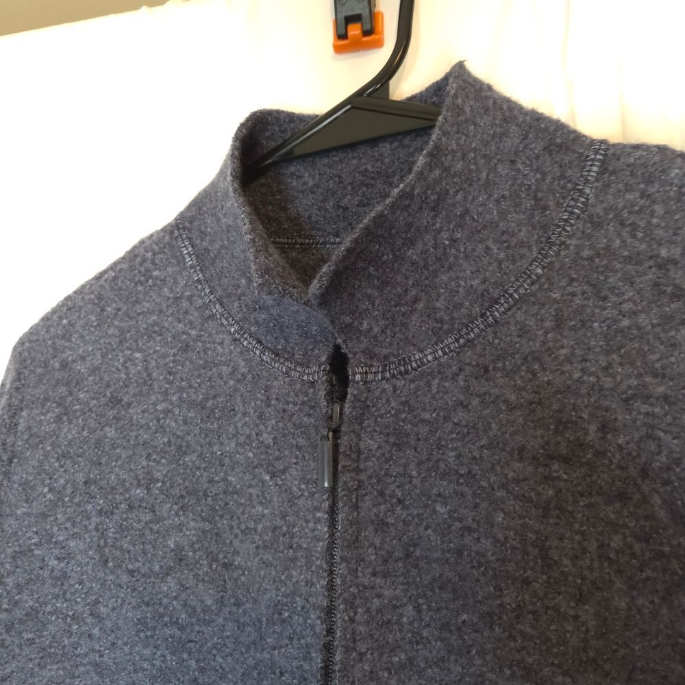 Eileen Fisher 100% Wool Zip Jacket Blue Boiled Wool Minimalist Lagenlook Casual - Picture 5 of 9